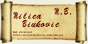 Milica Biuković vizit kartica